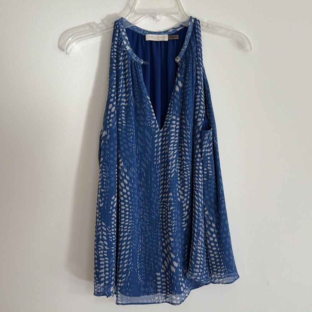 Ramy Brooke high neck blouse 100% silk size XS GUC